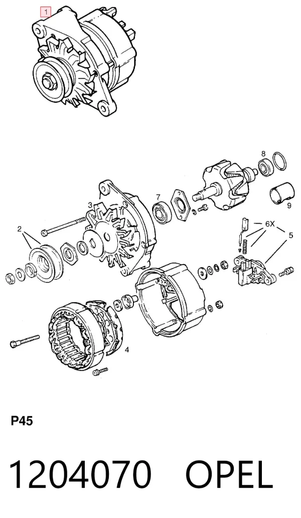 Генератор 1204070 Opel
