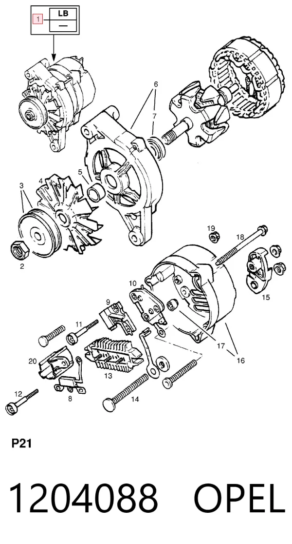 Генератор 1204088 Opel