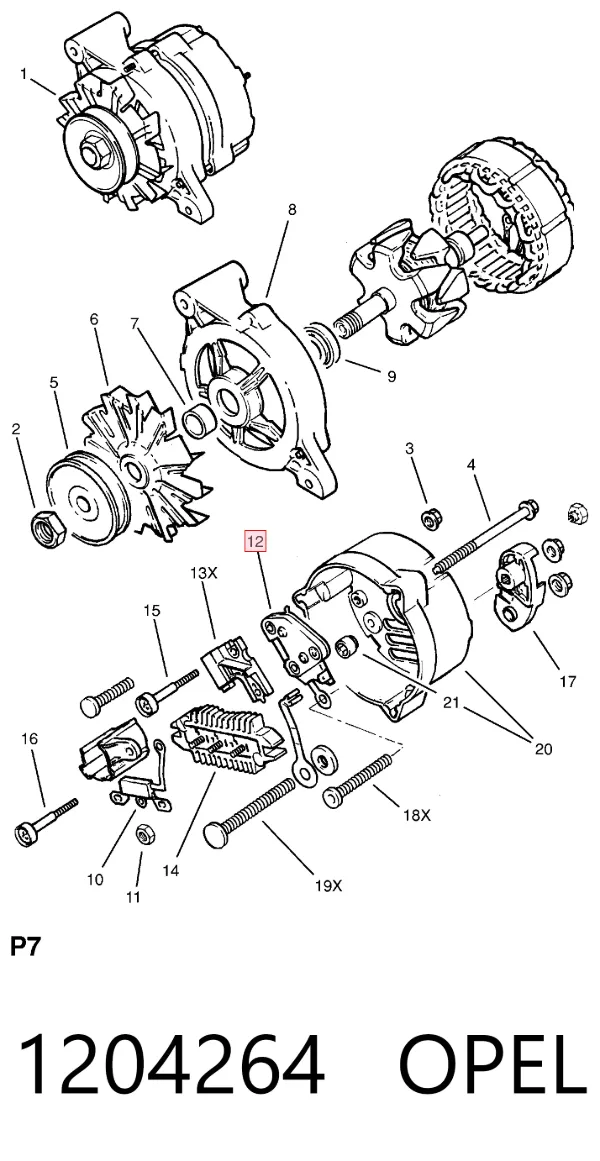 Реле генератора 1204264 Opel