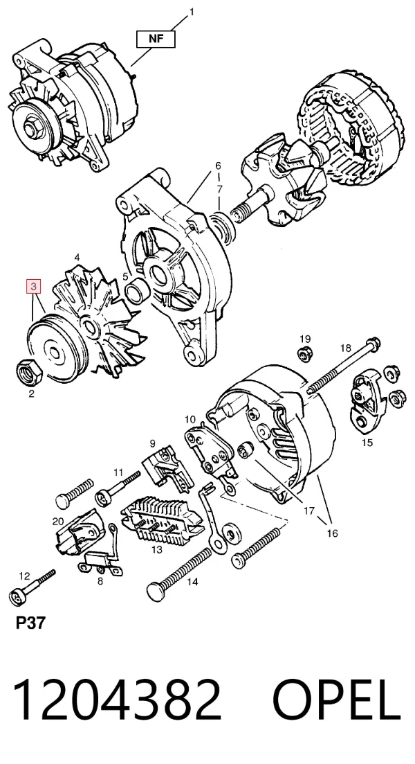 Шкив генератора 1204382 Opel