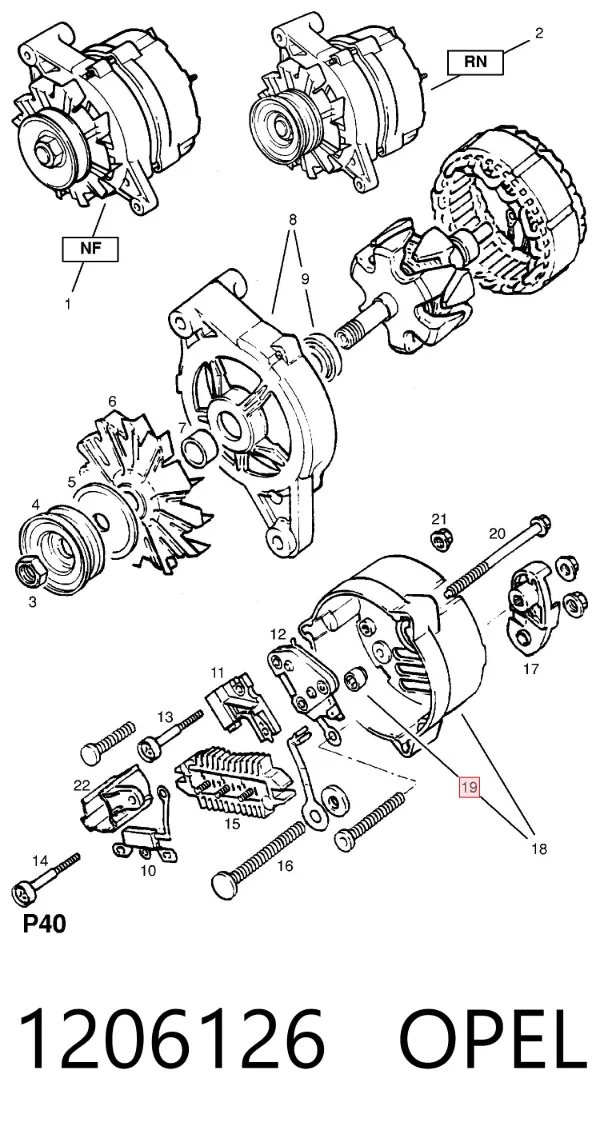 Подшипники генератора 1206126 Opel