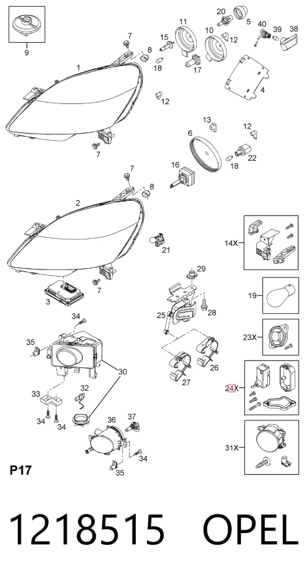 Корректор фар 1218515 Opel