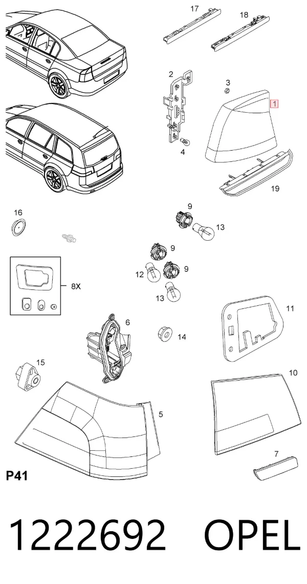 Задний фонарь 1222692 Opel