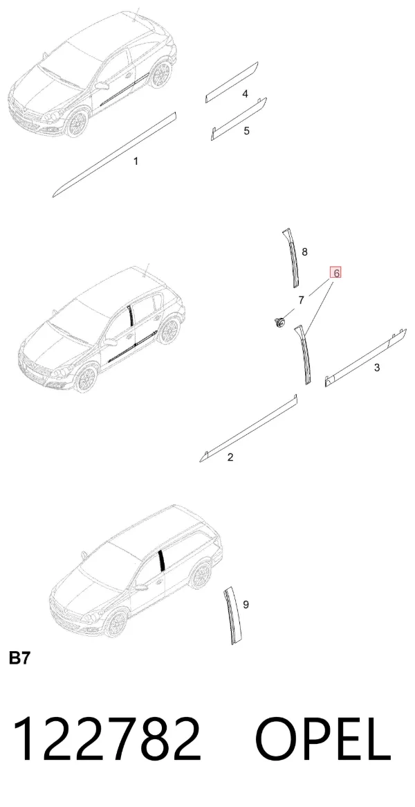 Накладка стойки кузова 122782 Opel