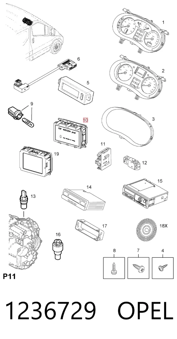 Дисплей многофункциональный 1236729 Opel