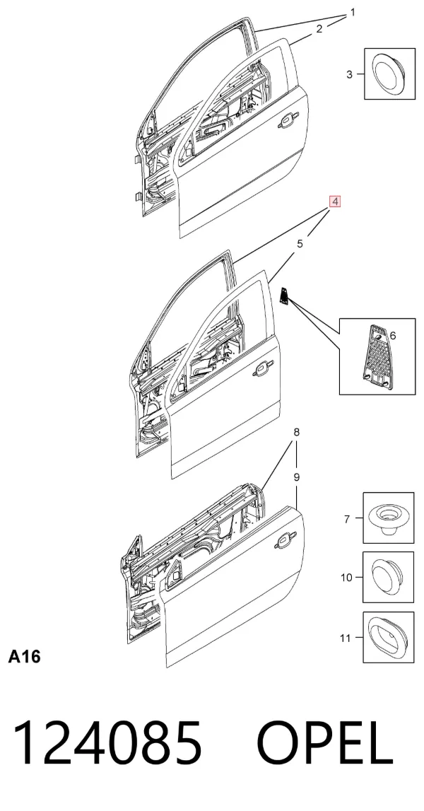 Дверь передняя левая 124085 Opel