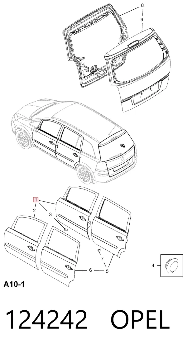 Дверь передняя правая 124242 Opel