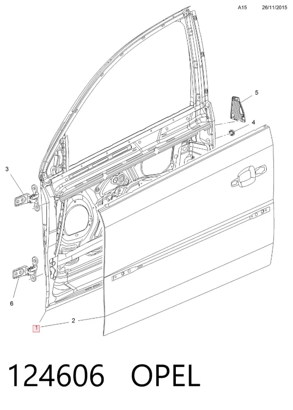 Дверь передняя правая 124606 Opel