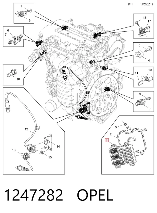 Блок управления двигателем 1247282 Opel
