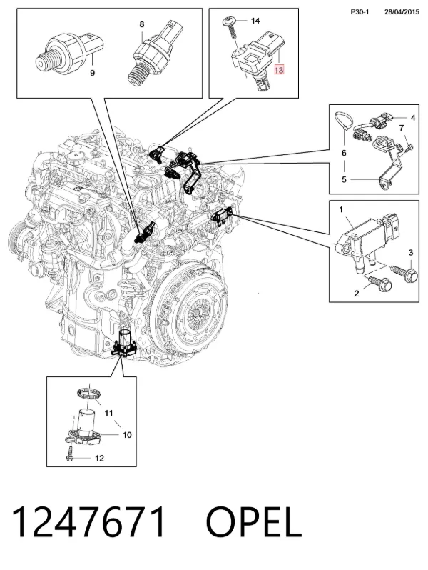 Датчик абсолютного давления 1247671 Opel