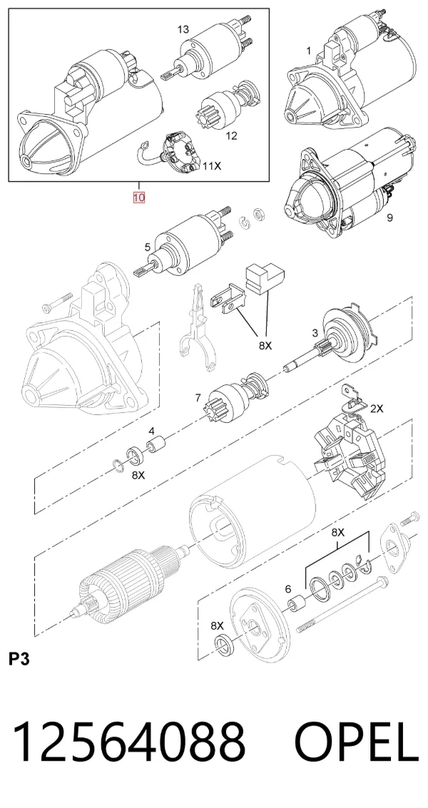 Стартер 12564088 Opel