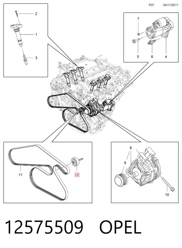 Паразитный ролик 12575509 Opel