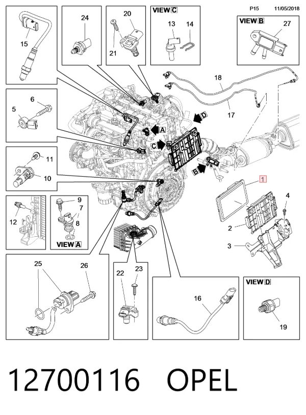 Блок управления двигателем 12700116 Opel