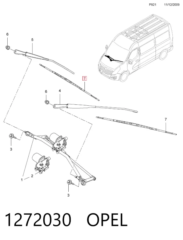 Резинка щетки стеклоочистителя водительская 1272030 Opel