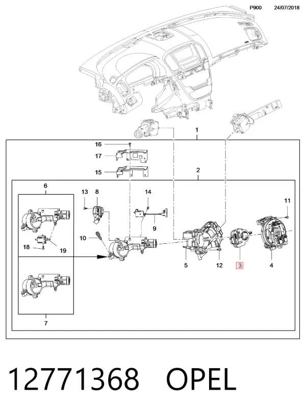 Датчик угла поворота руля 12771368 Opel