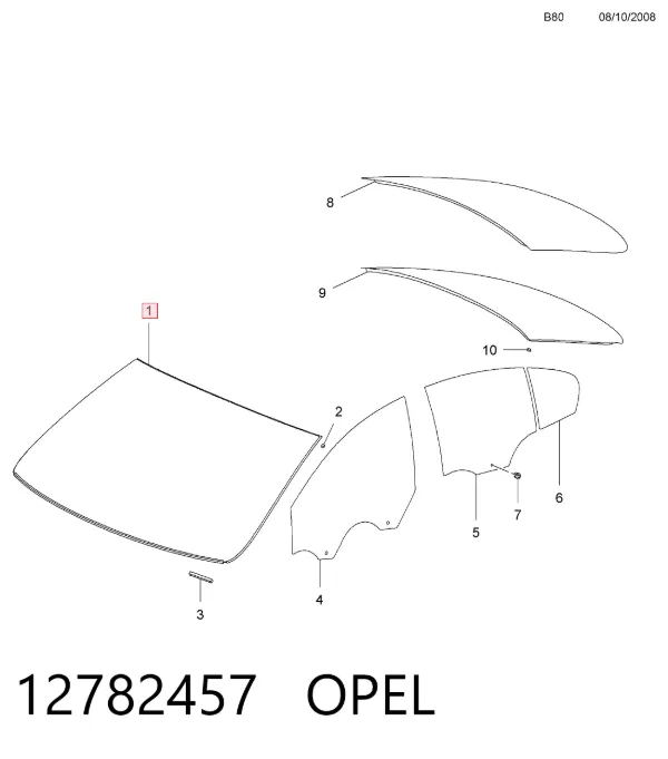 Лобовое стекло 12782457 Opel