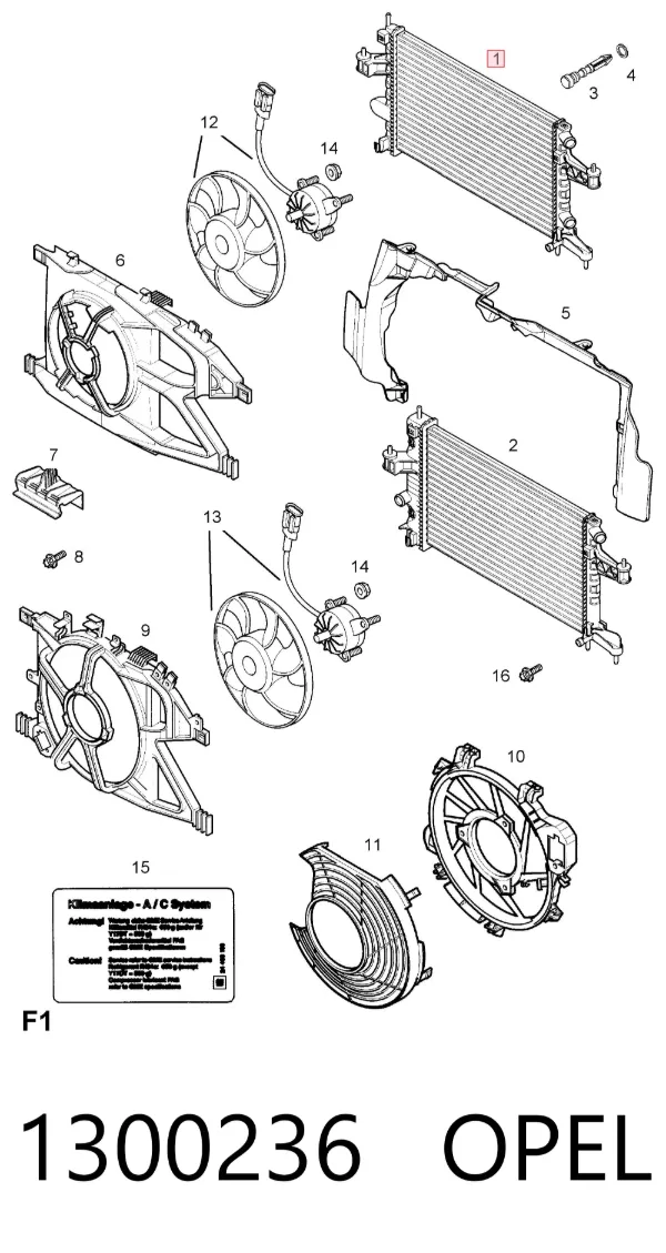 Радиатор 1300236 Opel