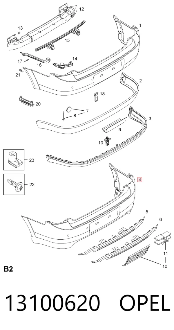 Задний бампер 1400271 General Motors