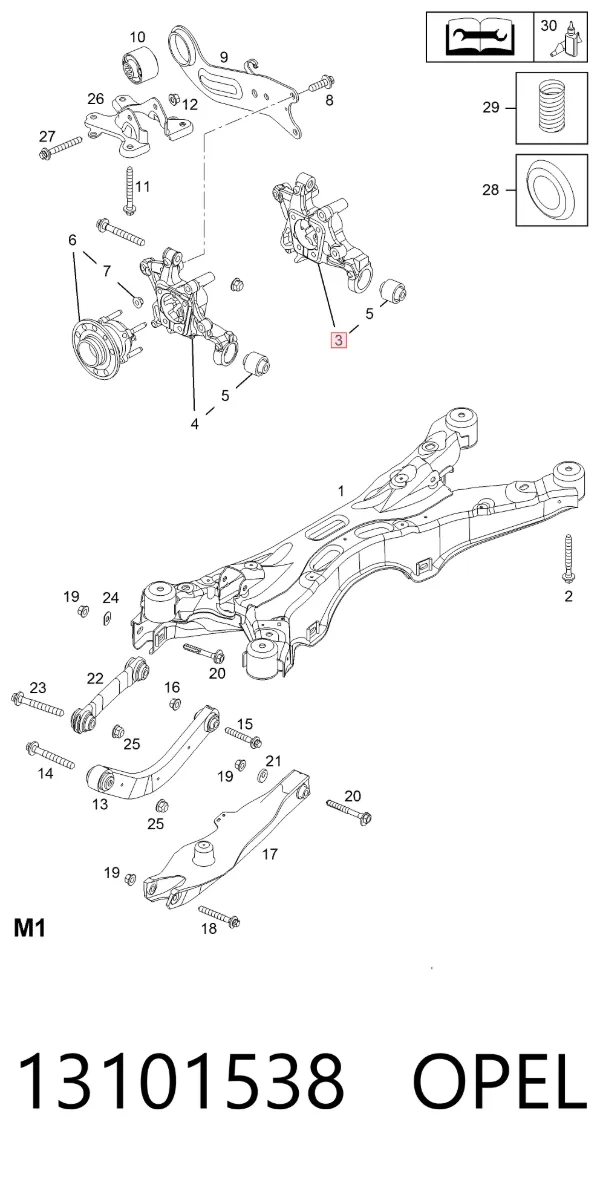 Цапфа задняя правая 13101538 Opel
