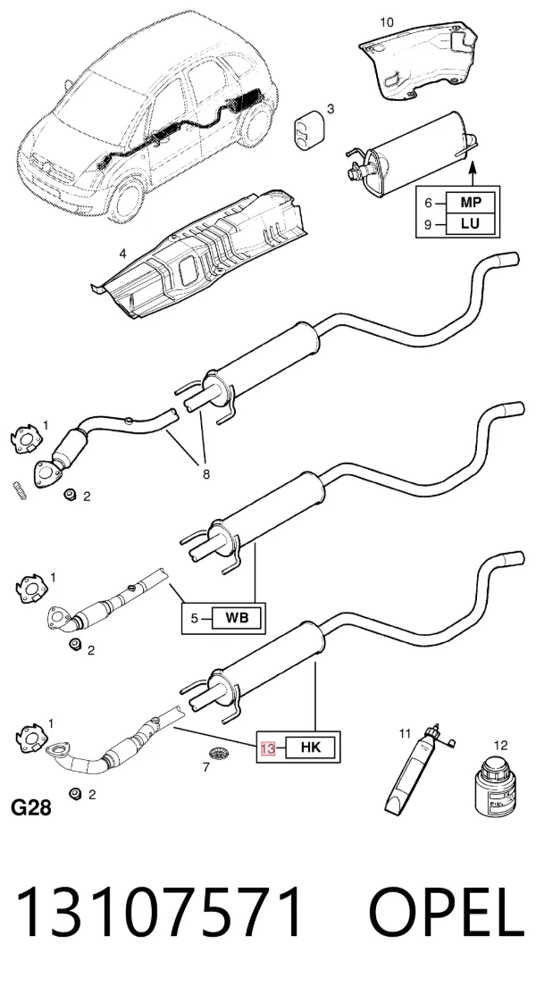 Центральная часть глушителя 13107571 Opel