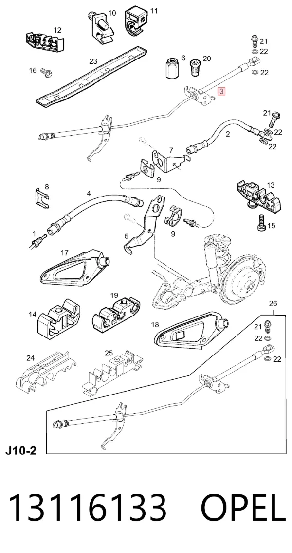 Шланг тормозной задний левый 13116133 Opel