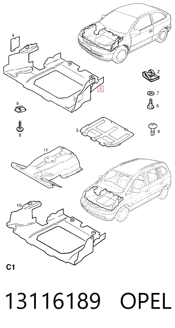 Защита двигателя 13116189 Opel