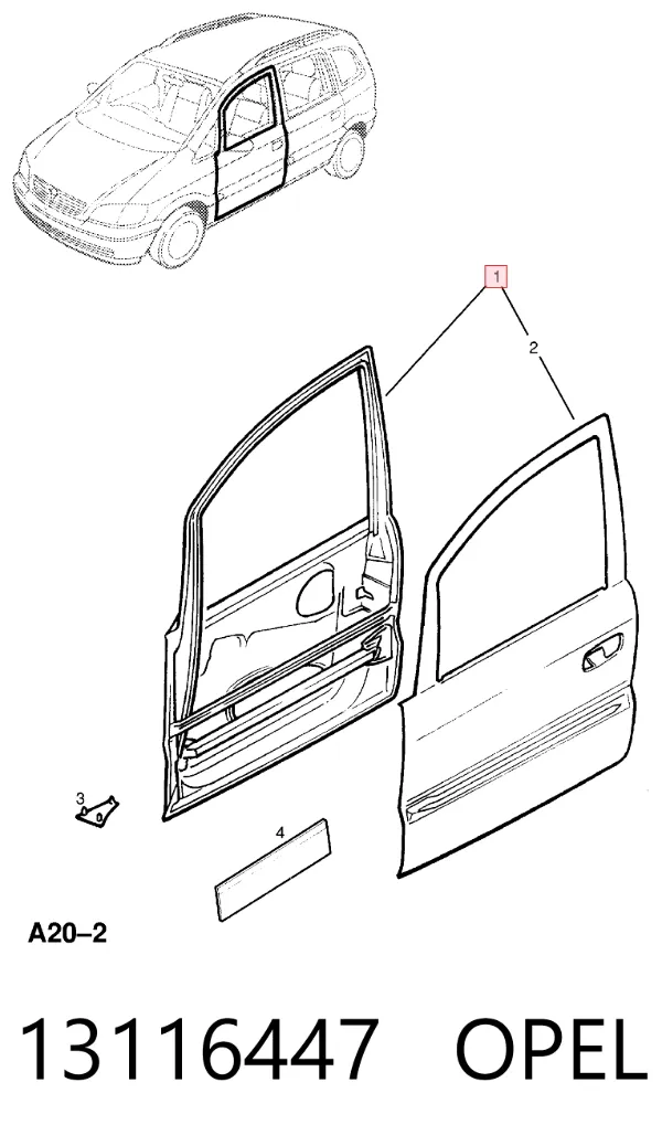 Дверь передняя левая 13116447 Opel