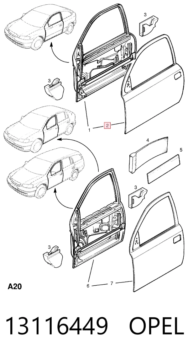 Дверь передняя левая 13116449 Opel