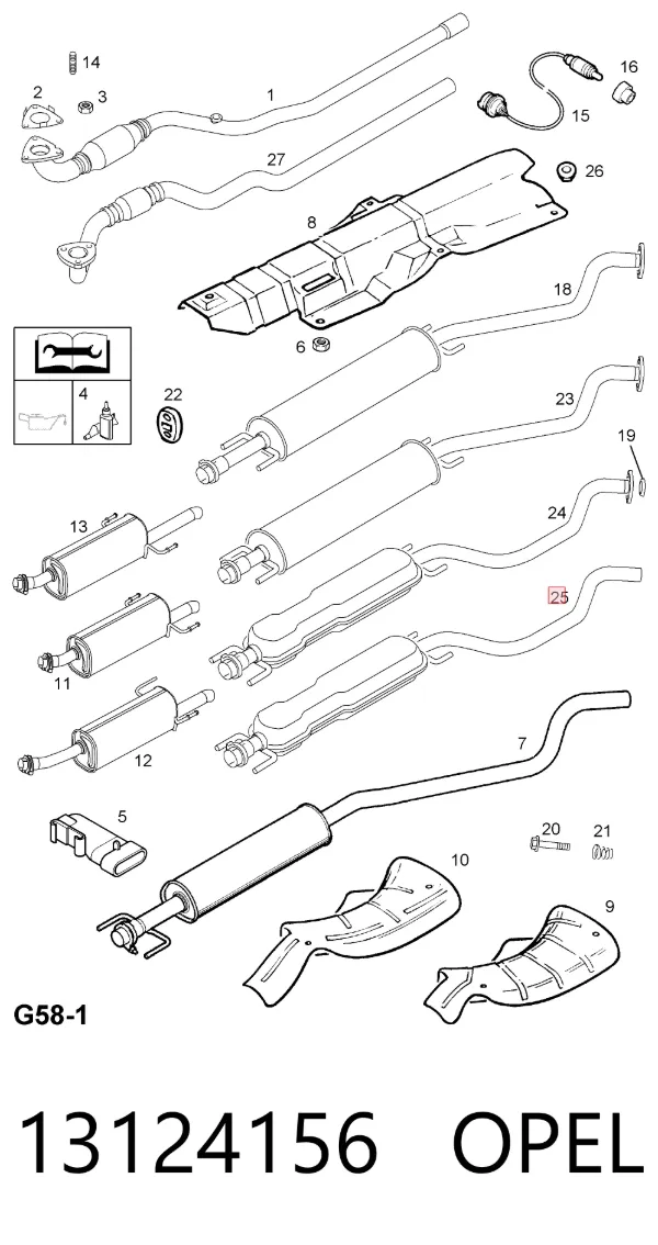 Центральная часть глушителя 13124156 Opel