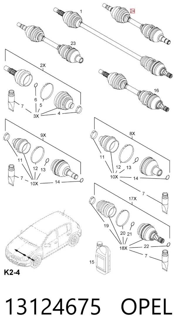 Левая полуось 13124675 Opel