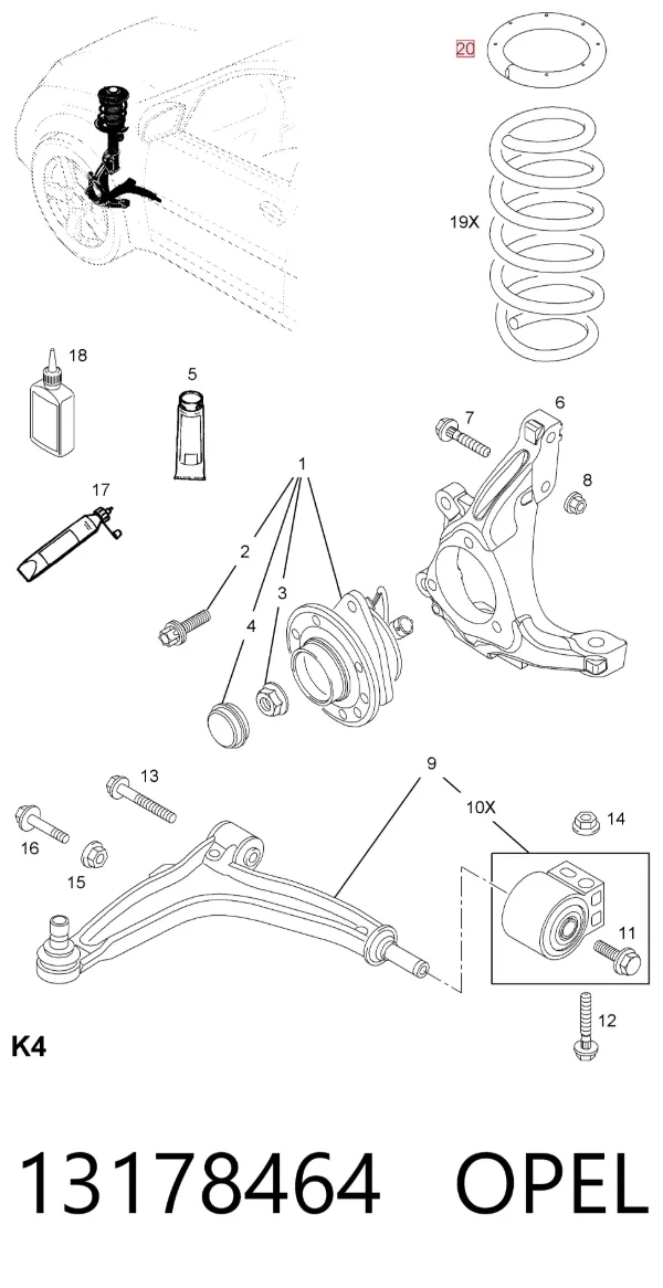 Проставка передней нижней пружины 13178464 Opel