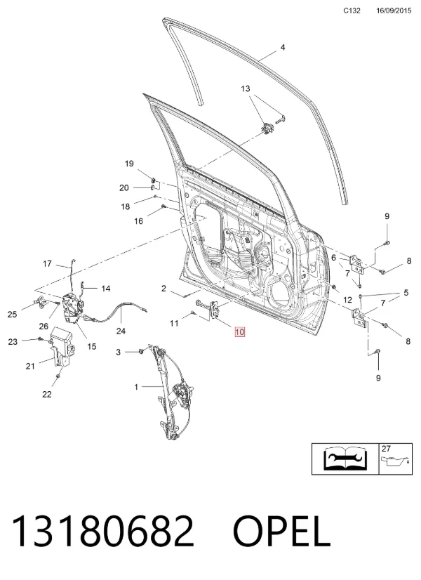Ограничитель двери 13180682 Opel