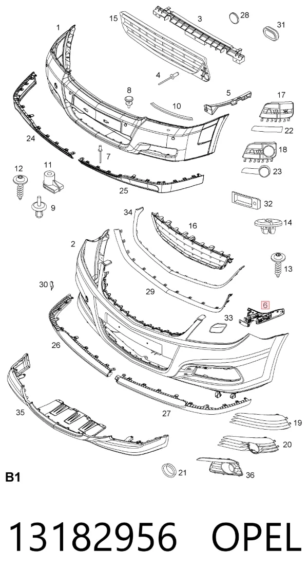 Кронштейн бампера переднего правый 13182956 Opel