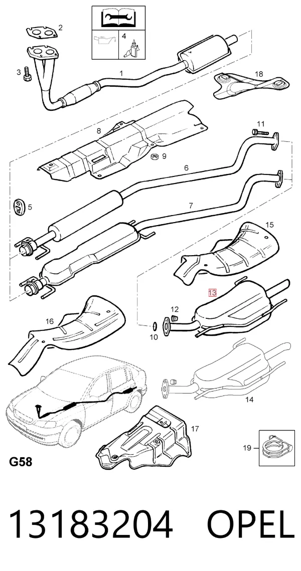 Глушитель задний 13183204 Opel
