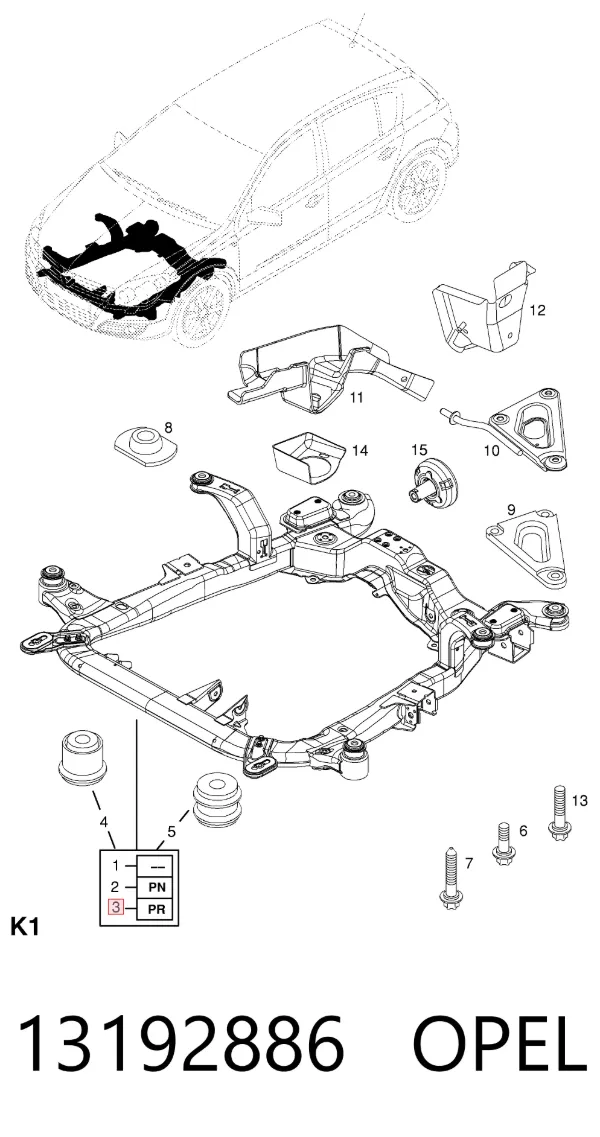 Подрамник передний 13192886 Opel