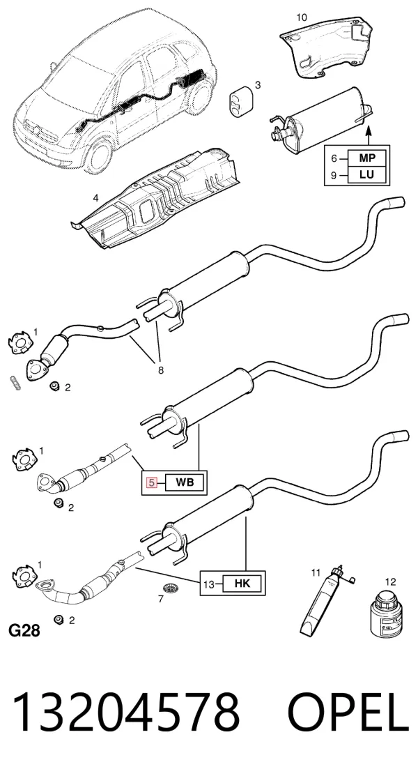 Центральная часть глушителя 13204578 General Motors