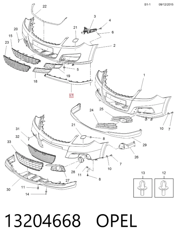 Спойлер переднего бампера правый 13204668 Opel
