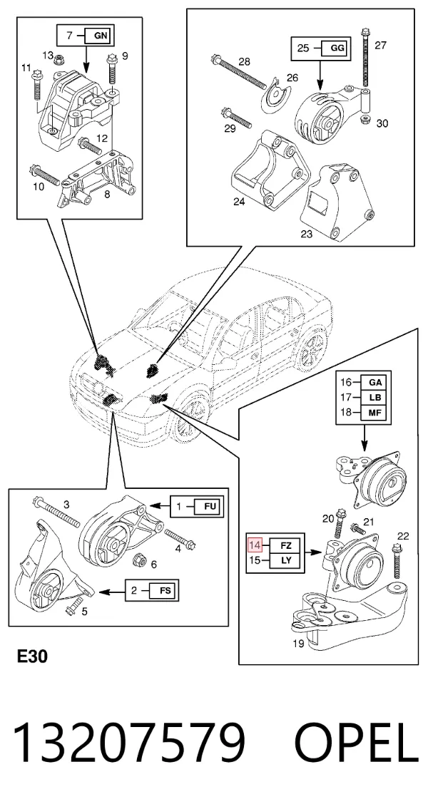 Левая подушка двигателя 13207579 Opel