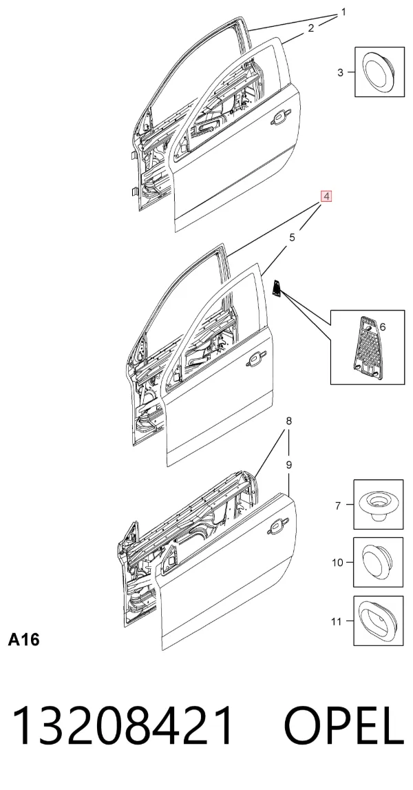Дверь передняя левая 13208421 General Motors