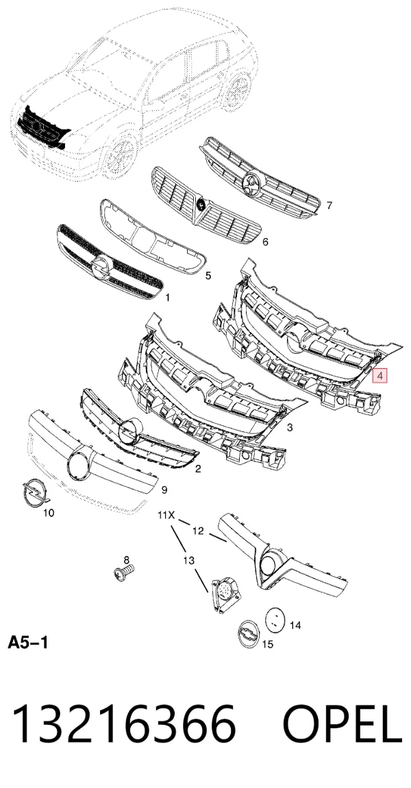 Решетка радиатора 13216366 Opel