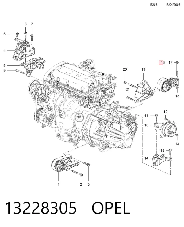 Задняя опора двигателя 13228305 Opel