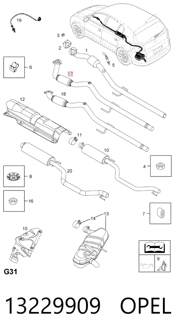 Приёмная труба 13229909 Opel