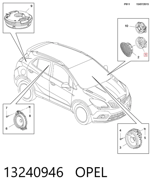 Динамик передней двери 13240946 Opel