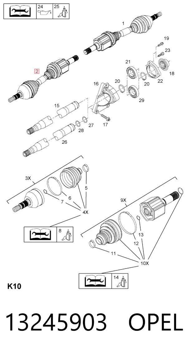 Левая полуось 13245903 Opel