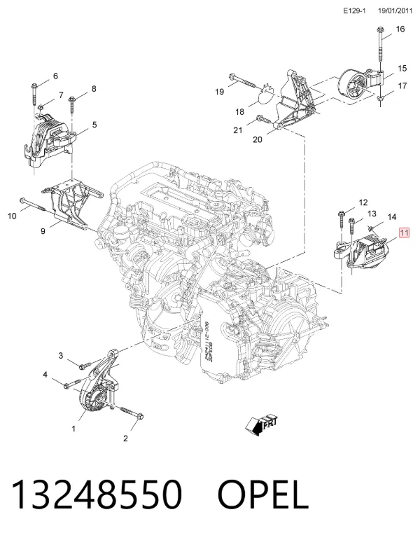 Левая подушка двигателя 13248550 Opel