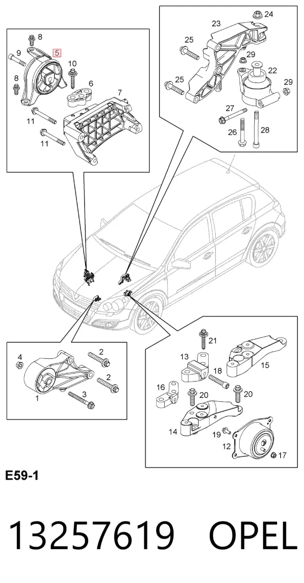Правая подушка двигателя 13257619 Opel