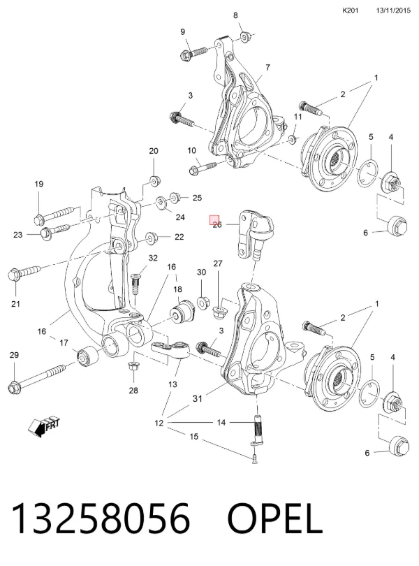 Верхняя шаровая опора 13258056 Opel