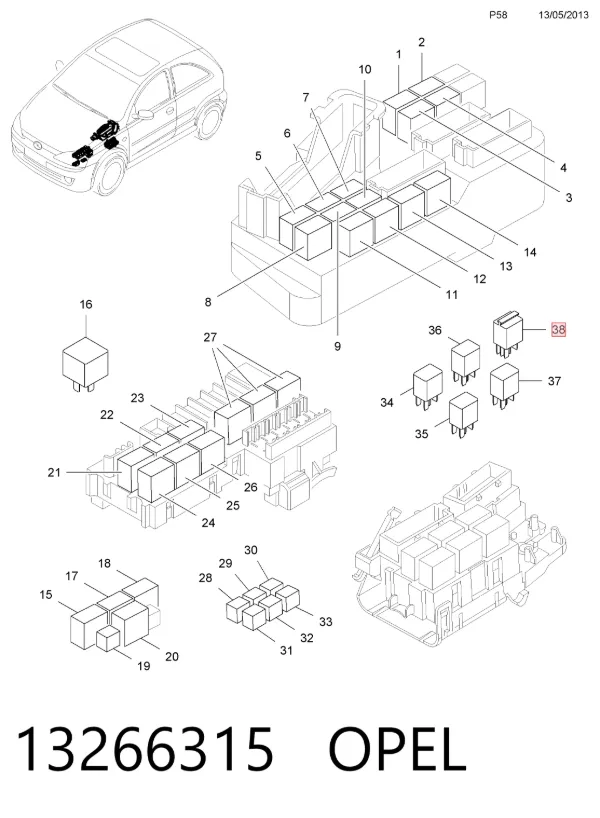 Реле многофункциональное 13266315 Opel