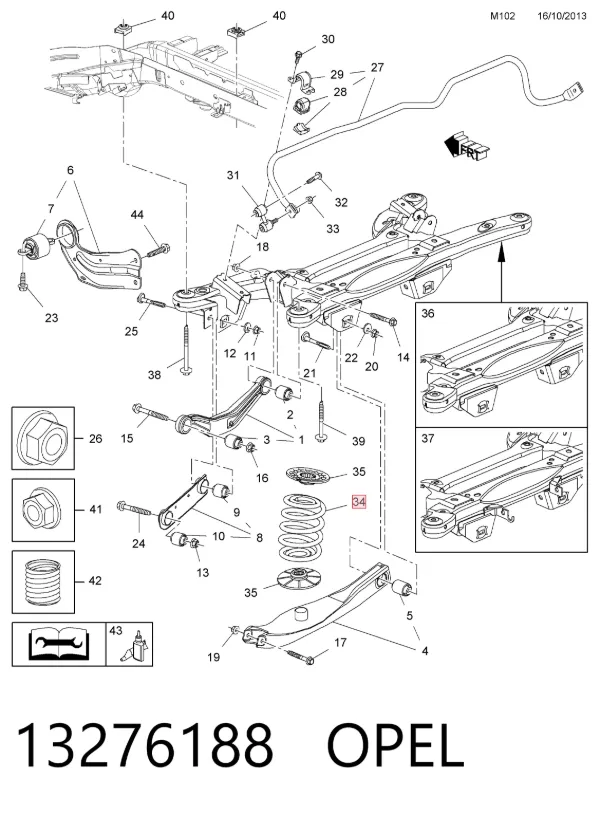 Задняя пружина 13276188 Opel