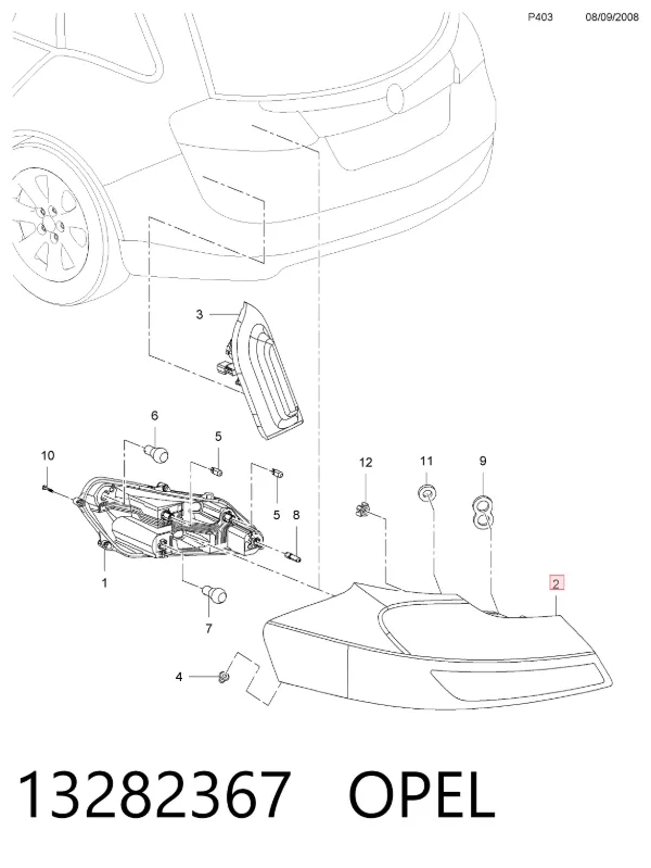 Задний фонарь 13282367 Opel